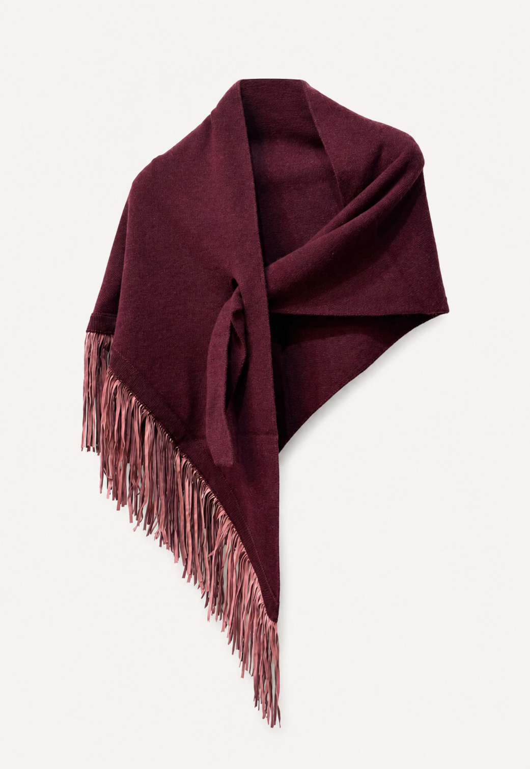 Anina Triangolo cashmere scarf in Lava with 100% goat suede fringes by Antonia Zander