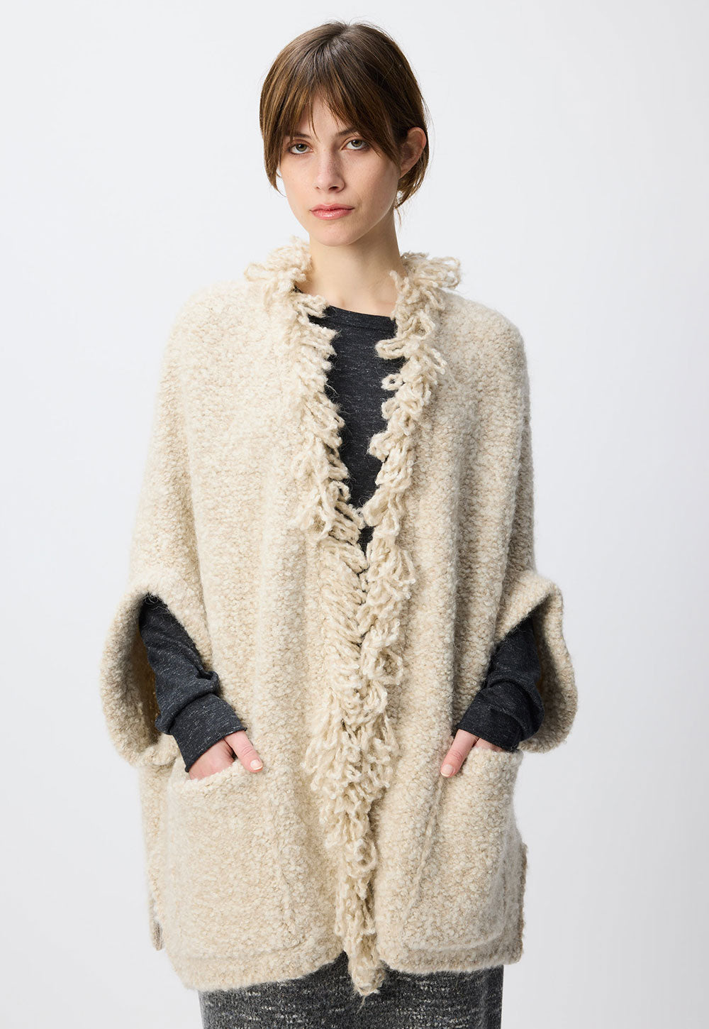Antonia Zander Folina Cape bouclé knit detail