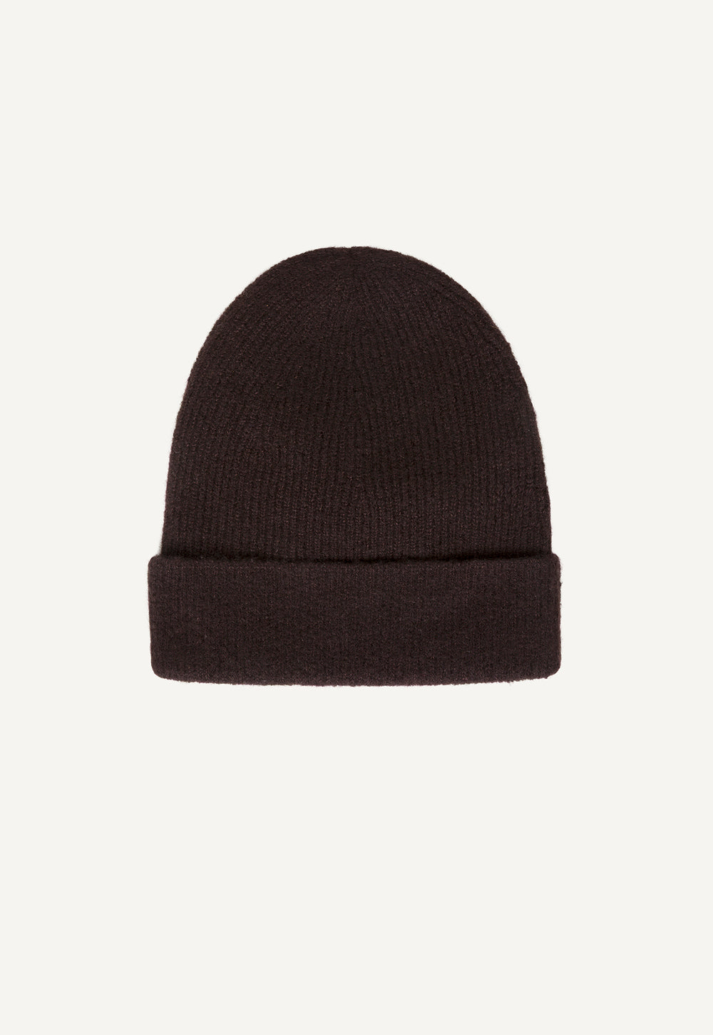 Antonia Zander Nora Beanie in chocolate, soft cashmere and silk knit hat with fisherman’s rib trim