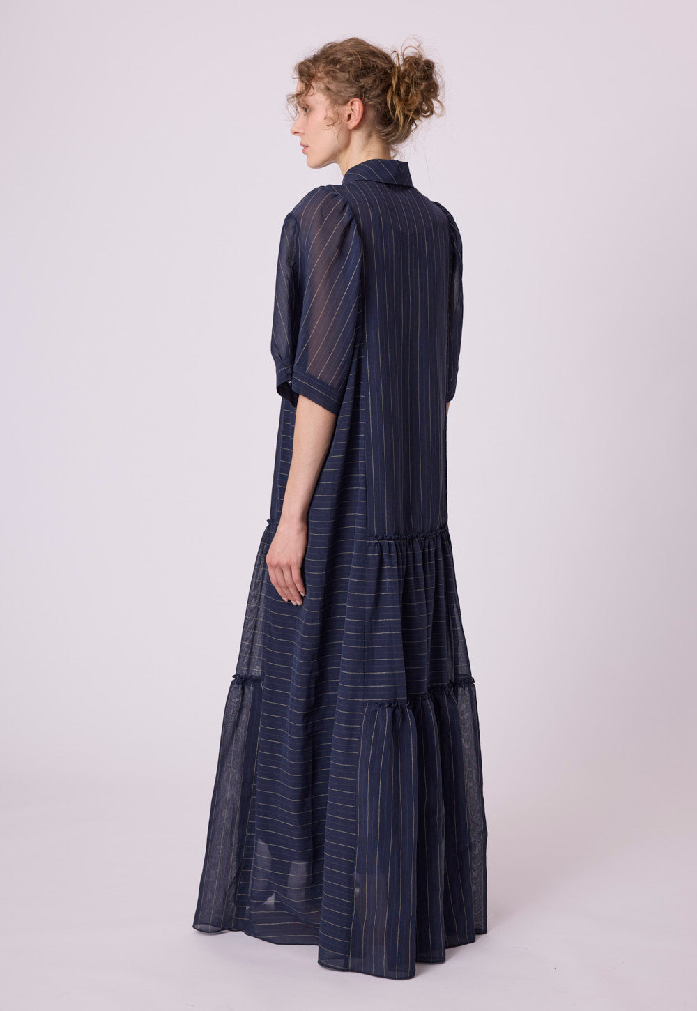 Antonia Zander Nora Dress in navy blue, garment detail.