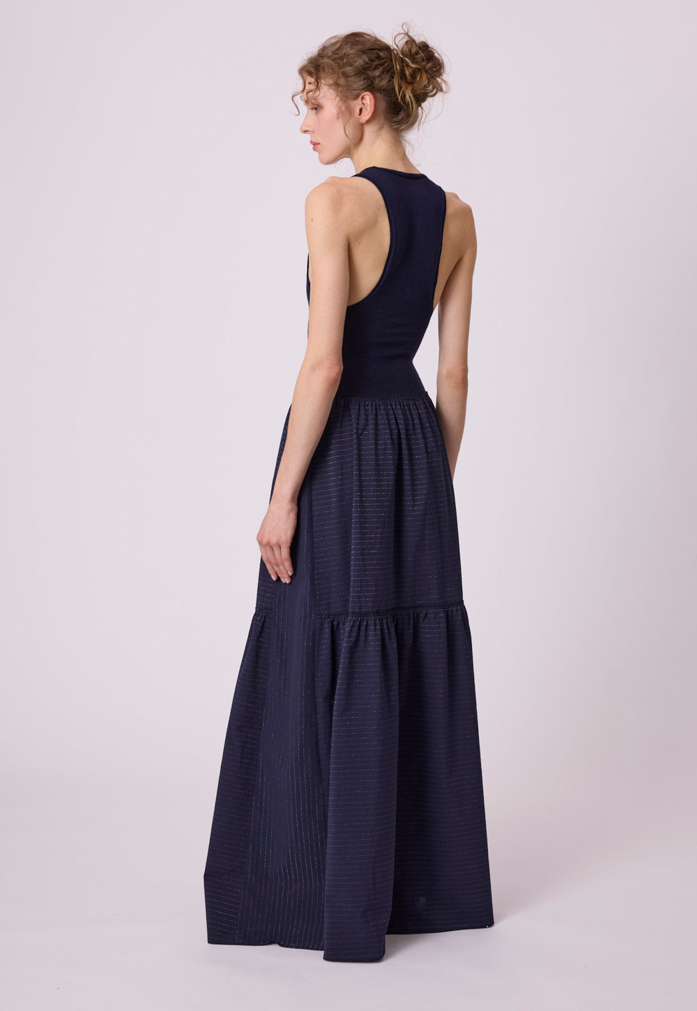 Antonia Zander Oria Dress racerback knit top cotton silk dress