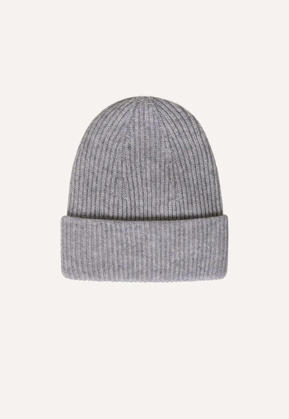 Antonia Zander Pisa Beanie in Shark, a double-layered cashmere hat in fisherman’s rib