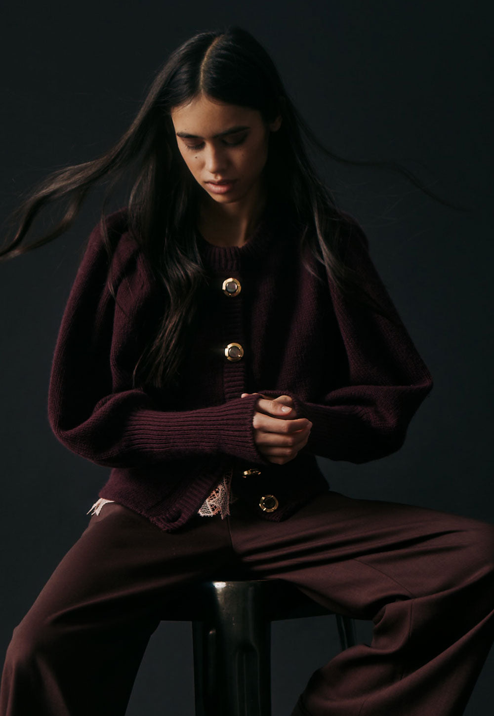 Rosi Cardigan in Bordeaux by Antonia Zander, cashmere knit