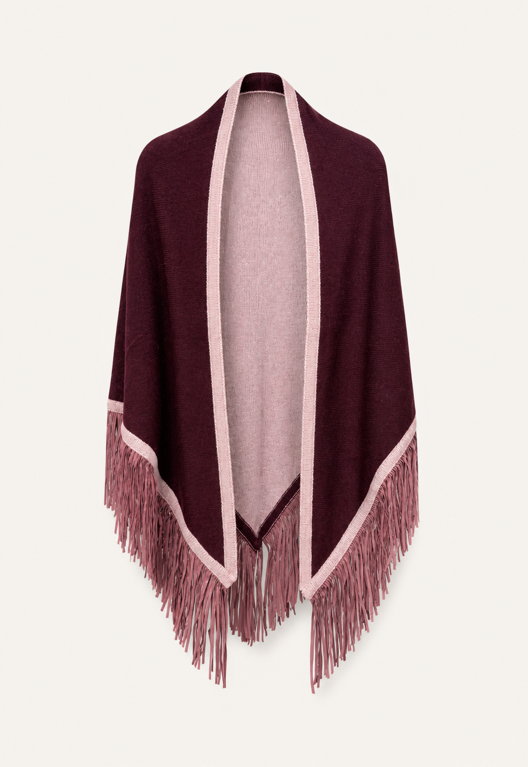 Triangolo Double Cashmere Scarf in Shiraz with leather fringes by Antonia Zander