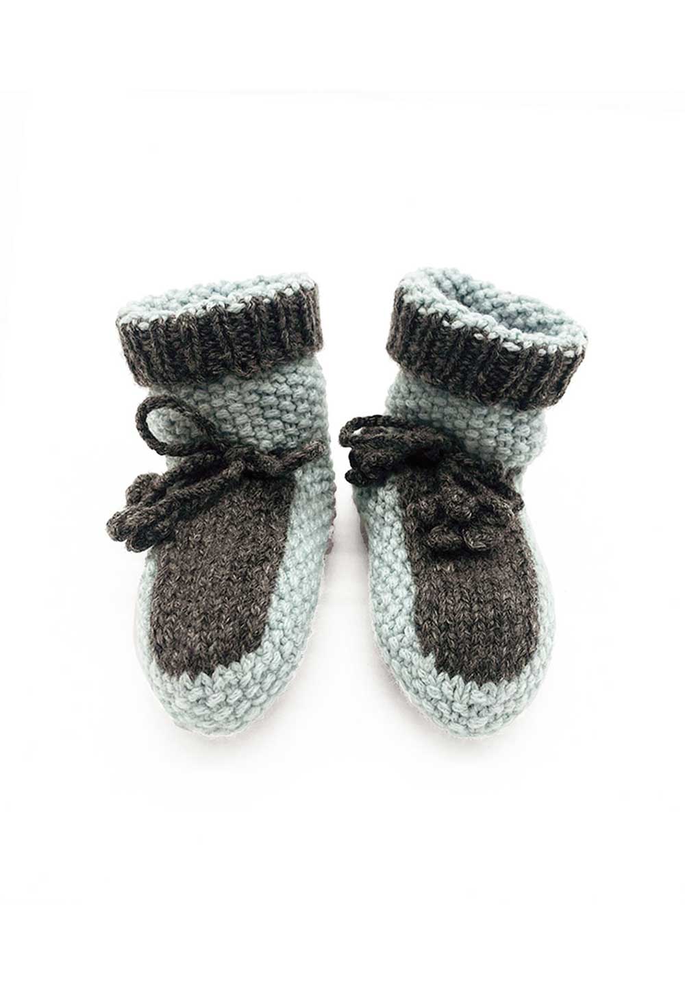 The Handknit Baby Booties Bicolor