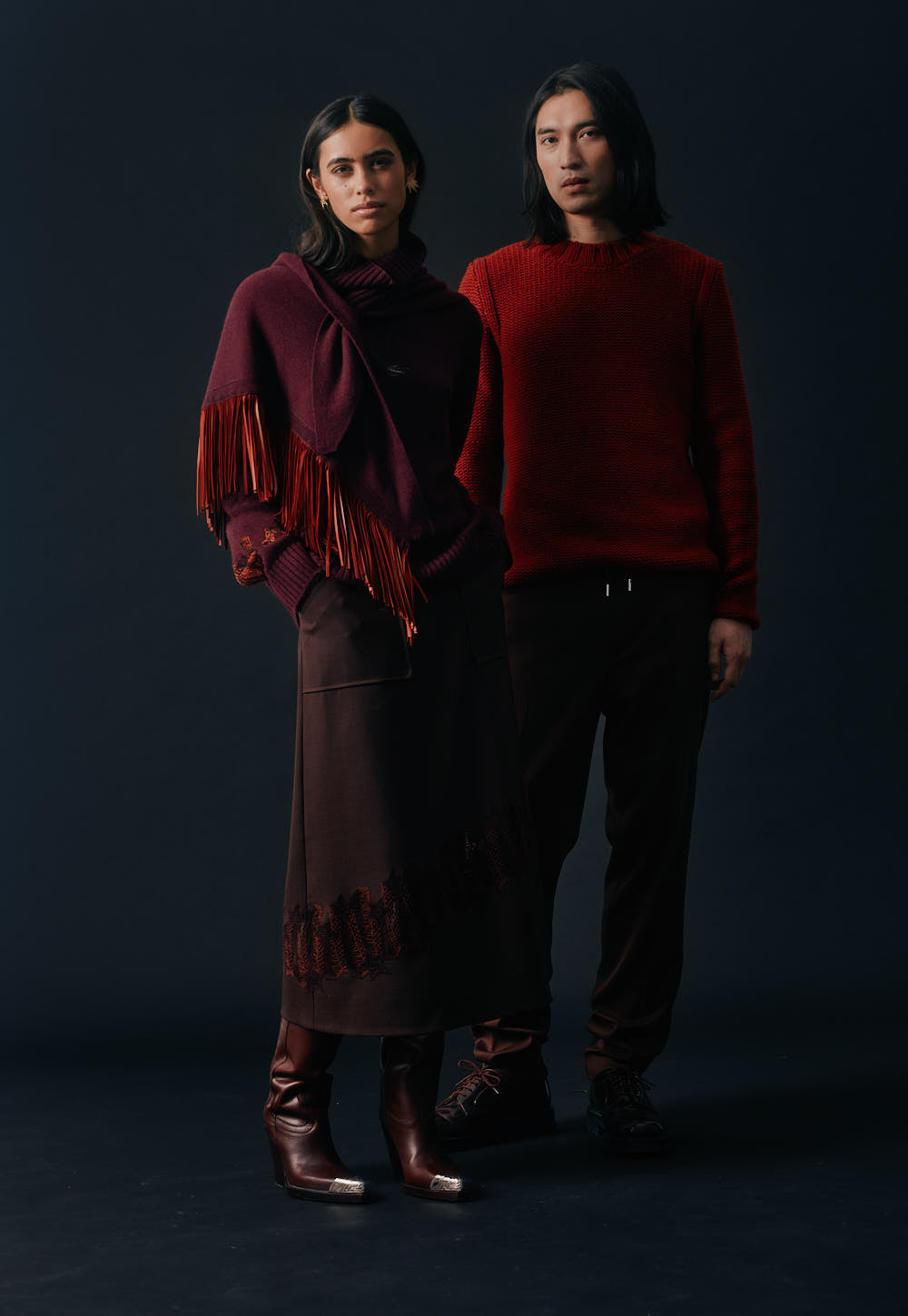 Antonia Zander Anina Triangolo cashmere scarf in shiraz, styled look