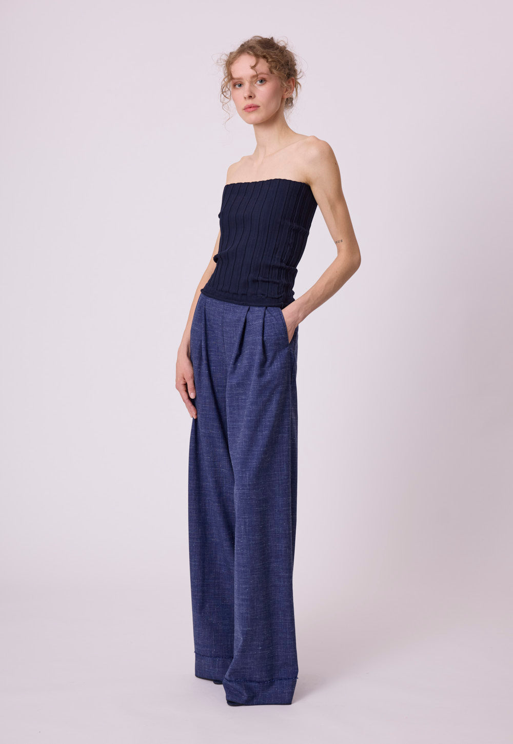 Antonia Zander Marina Jumpsuit in navy, styled view.