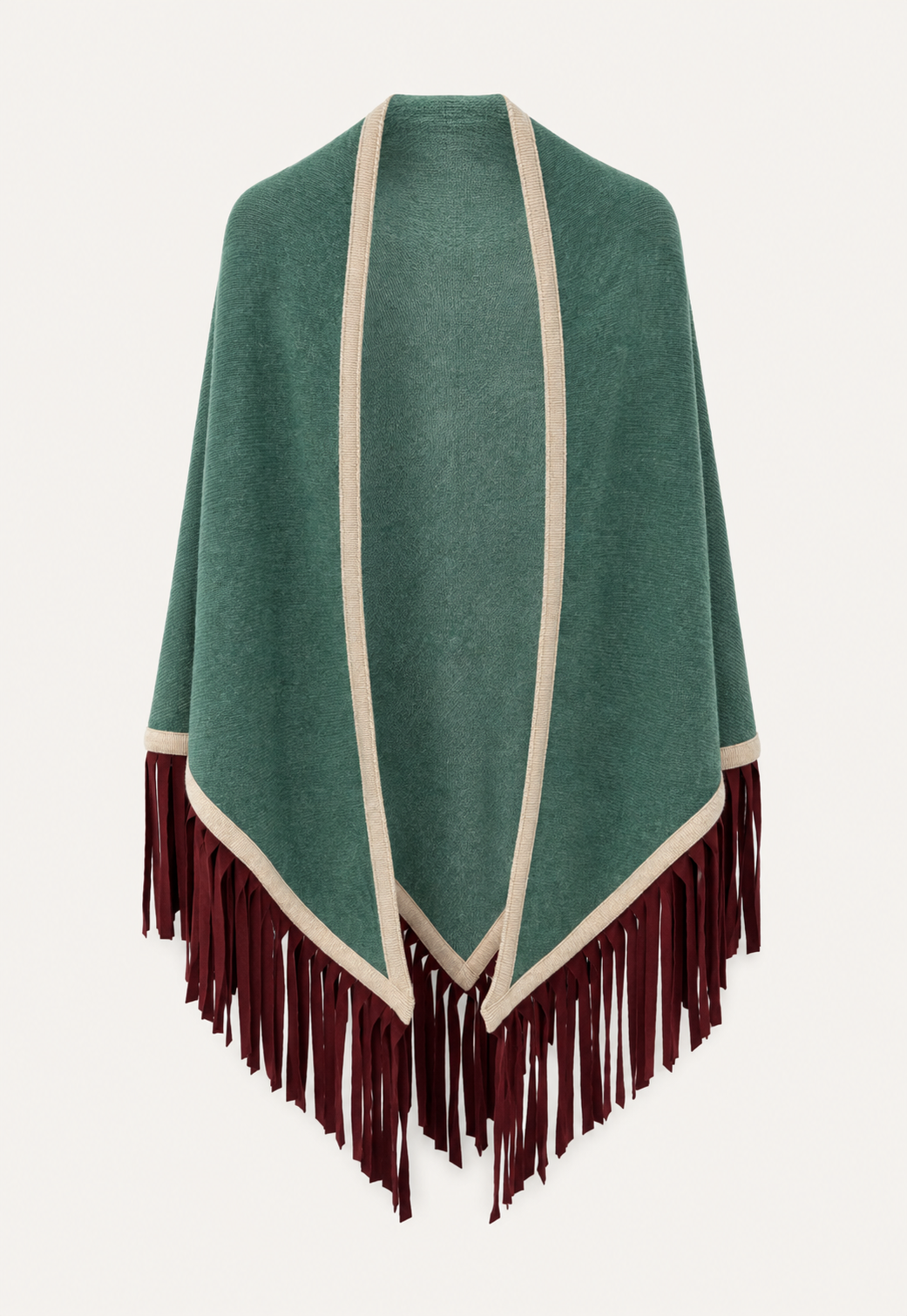 Polka Triangolo cashmere scarf with wide goat suede fringes by Antonia Zander