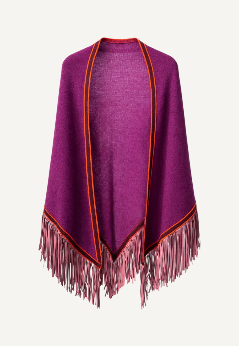 Antonia Zander Triangolo Camoscio cashmere triangle scarf with suede fringes